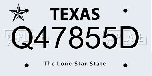 Q47855D Texas License Plate
