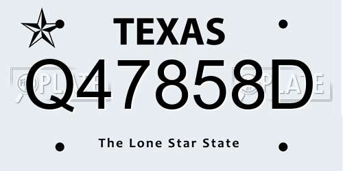 Q47858D Texas License Plate