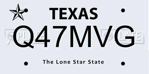 Q47MVG Texas License Plate
