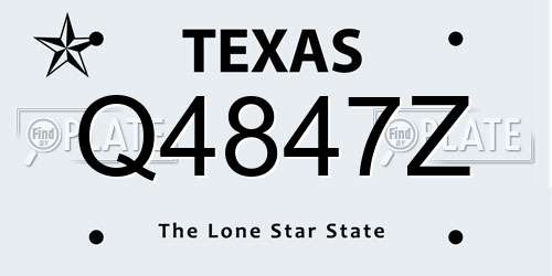 Q4847Z Texas License Plate