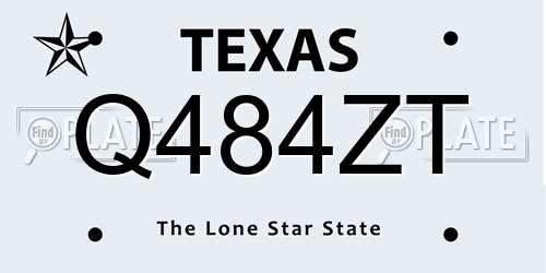 Q484ZT Texas License Plate