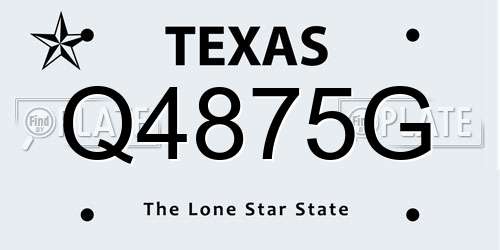 Q4875G Texas License Plate