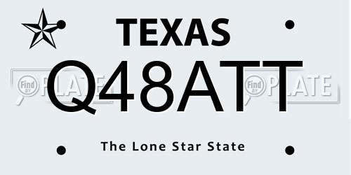 Q48ATT Texas License Plate