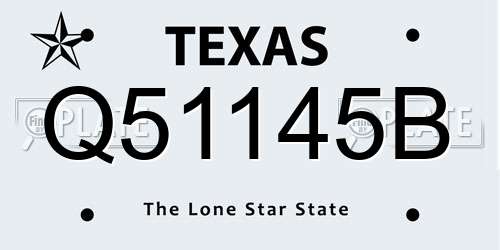 Q51145B Texas License Plate