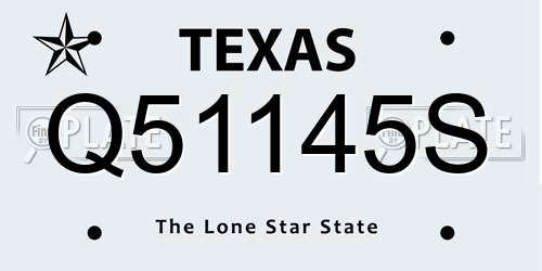 Q51145S Texas License Plate