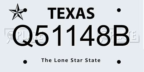 Q51148B Texas License Plate