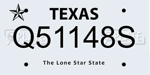 Q51148S Texas License Plate
