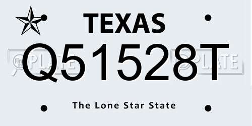 Q51528T Texas License Plate