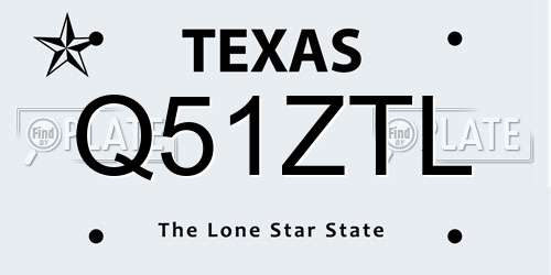 Q51ZTL Texas License Plate