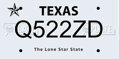 Q522ZD Texas License Plate