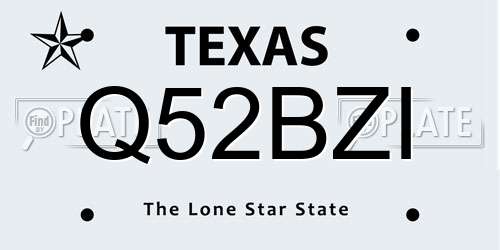 Q52BZI Texas License Plate