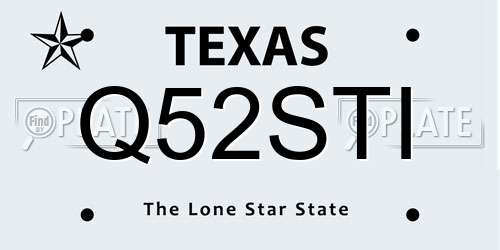Q52STI Texas License Plate