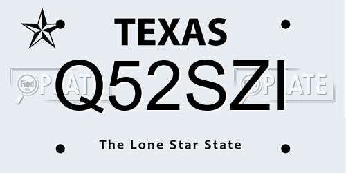 Q52SZI Texas License Plate