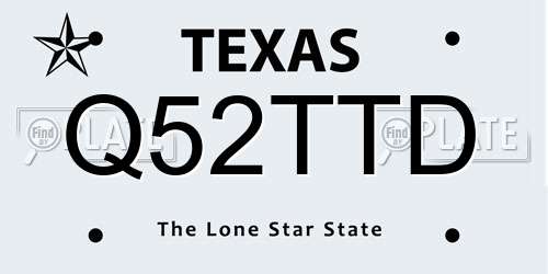 Q52TTD Texas License Plate