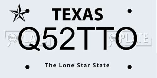 Q52TTO Texas License Plate
