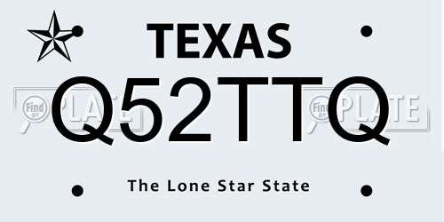 Q52TTQ Texas License Plate