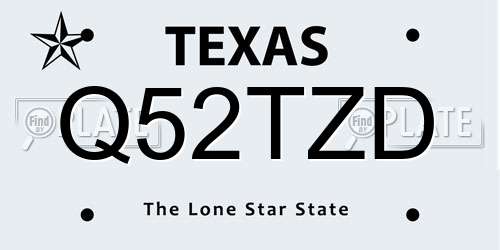 Q52TZD Texas License Plate