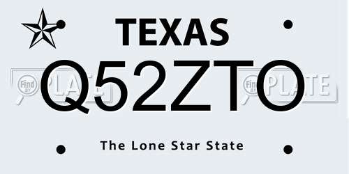 Q52ZTO Texas License Plate