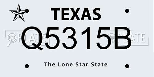 Q5315B Texas License Plate