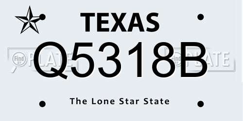 Q5318B Texas License Plate
