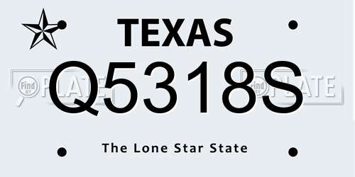 Q5318S Texas License Plate