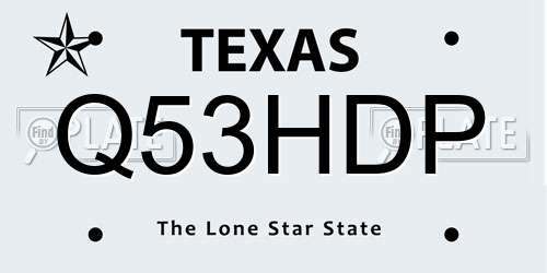 Q53HDP Texas License Plate