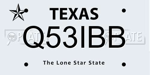 Q53IBB Texas License Plate