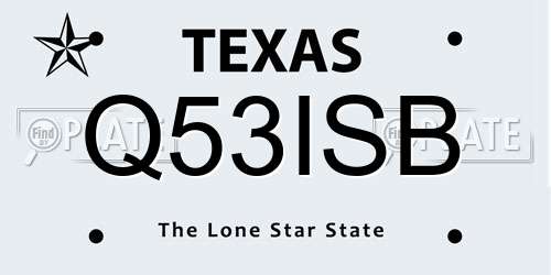 Q53ISB Texas License Plate