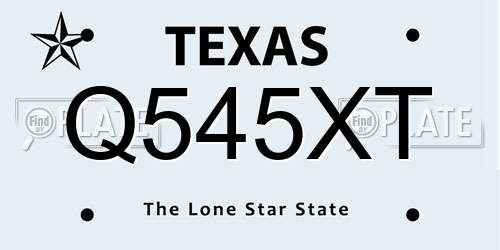 Q545XT Texas License Plate