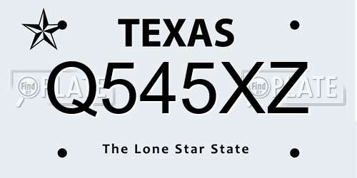 Q545XZ Texas License Plate