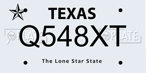 Q548XT Texas License Plate