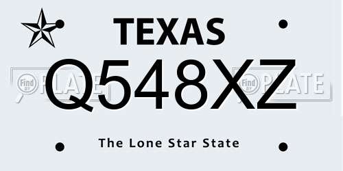 Q548XZ Texas License Plate