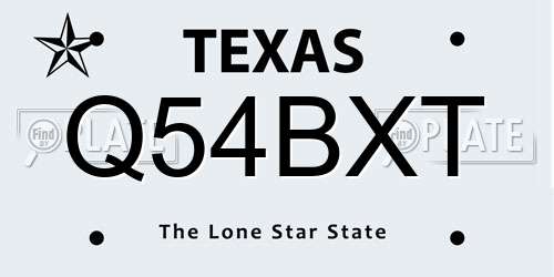 Q54BXT Texas License Plate