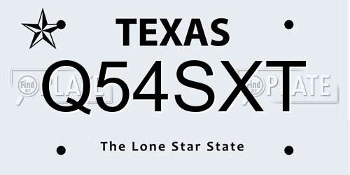 Q54SXT Texas License Plate