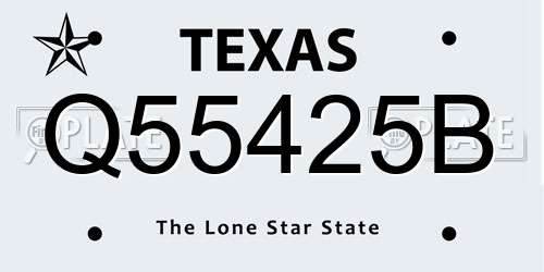 Q55425B Texas License Plate