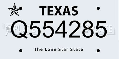 Q554285 Texas License Plate