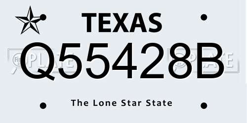 Q55428B Texas License Plate
