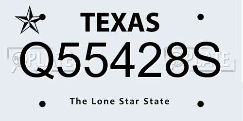 Q55428S Texas License Plate