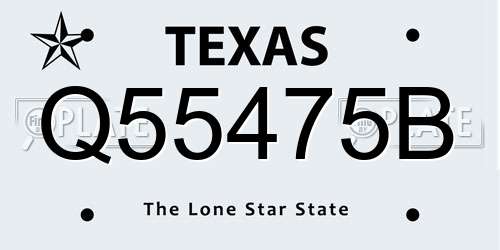 Q55475B Texas License Plate