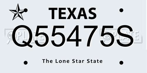 Q55475S Texas License Plate