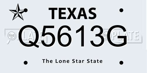 Q5613G Texas License Plate