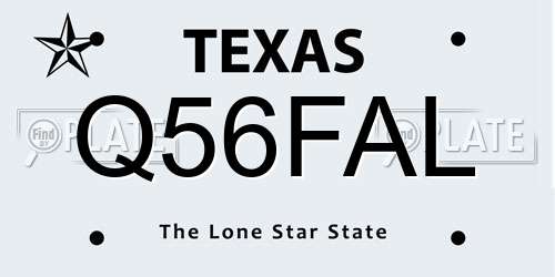 Q56FAL Texas License Plate