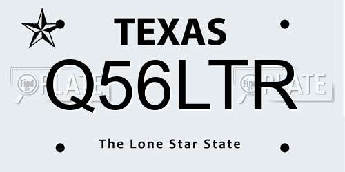 Q56LTR Texas License Plate