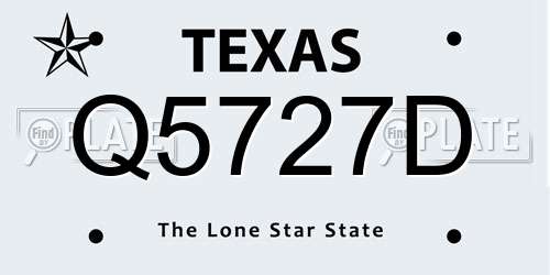 Q5727D Texas License Plate