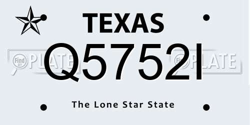 Q5752I Texas License Plate