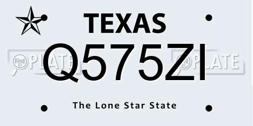 Q575ZI Texas License Plate