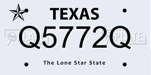 Q5772Q Texas License Plate