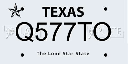 Q577TO Texas License Plate