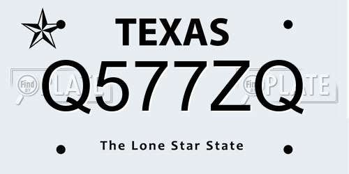 Q577ZQ Texas License Plate