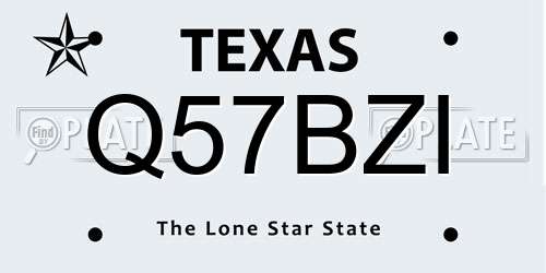 Q57BZI Texas License Plate
